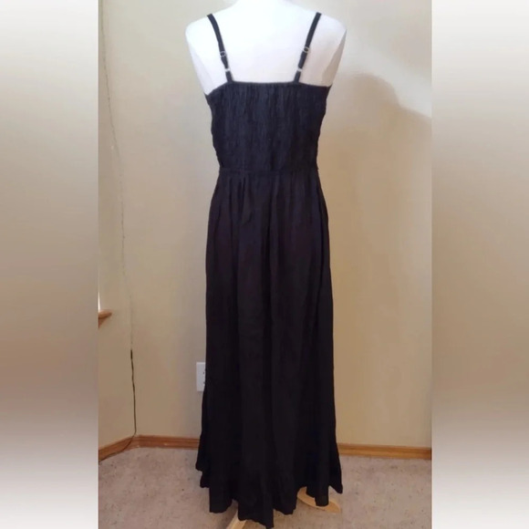 - Black Boheme Maxi Dress Adjustable Spaghetti Straps Lace Detail Size L - Picture 2 of 11